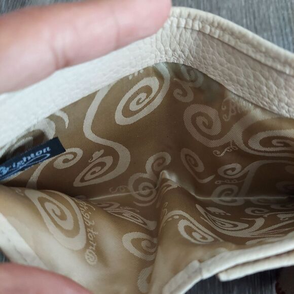 Brighton Trifold Wallet Cream with Blue Orange Yellow Ribbons Stitching - Picture 4 of 7